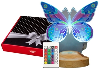 Geschenkelampe LED Nachttischlampe Schmetterling Butterfly Lampe mit 3D Vision mehrfarbig Nachtlicht, Leuchte 7 Farben fest integriert, Geburtstagsgeschenk für Mädchen, Freundin