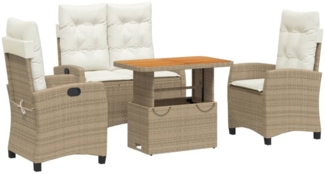 vidaXL 4-tlg. Garten-Essgruppe mit Kissen Beige Poly Rattan 3277419