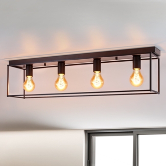 ZMH Deckenleuchte E27 Deckenlampe Vintage - Schwarz industrial Wohnzimmerlampe für Schlafzimmer Wohnzimmer Retro Lampe aus Metall mit 4 Flammig Deckenbeleuchtung für Küche Flur max. 25W