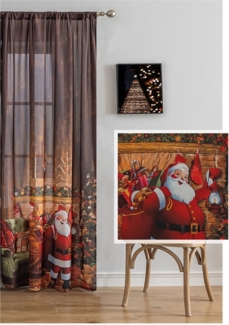 Jibenhome Gardine Weihnachts Voile-Vorhang, Transparenter Kindervorhänge, Stangentasche (1 St), Innendekoration für Weihnachten und Neujahr