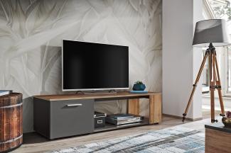 TV-Tisch Maze I in Schwarz und Wotan 150 cm Breit