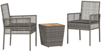 vidaXL Garten Bistro Set 3 pcs Grau Poly Rattan 3334961