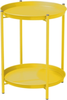 Runder Beistelltisch 2 Ebenen Wohnzimmer Schlafzimmer Garten 45x45x53cm Gelb