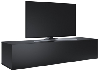 SONNI Lowboard Breite 140/160/180cm,TV Board,Hängend,Hochglanz,Weiß/schwarz