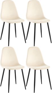 CLP 4er Set Esszimmerstühle Napier gepolstert bis 150 kg belastbar,creme Samt