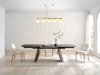 Vente-unique - Kronleuchter aus Metall und weißem Glas - 5 Kugeln - L. 100 x H. 120 cm - Goldfarben - SOFIA