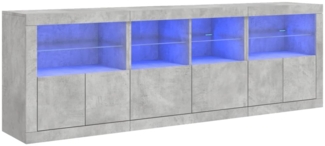 vidaXL Sideboard mit LED-Leuchten Betongrau 202x37x67 cm 3209012