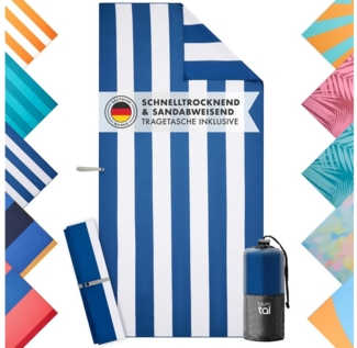 Blumtal Reisehandtuch Strandhandtuch 90x180 cm aus Mikrofaser - kompakt & schnelltrocknend, sandfrei mit Band - Mikrofaser Handtuch groß mit Wellen-Muster