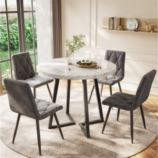 Sweiko Esstisch Runder Esstisch,Küchentisch,einzigartiges Metallgestell, (Esstisch aus modernem Marmormuster, 1-St, geeignet für Esszimmer,Wohnzimmer)