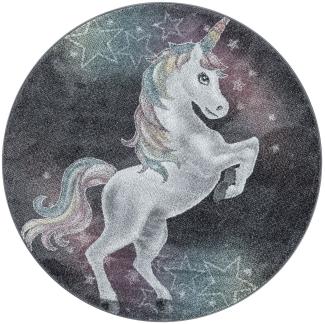 Kinder Teppich Fabio rund - 120 cm Durchmesser - Grau