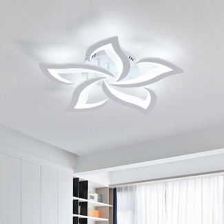 Goeco LED Deckenleuchte LED-Blütenblattleuchte, 60W, 4500LM, für Wohnzimmer, Küche, Esszimmer, Kaltweiß, Hochwertiges Eisen Lampenkörper und Acryl-Lampenschirm