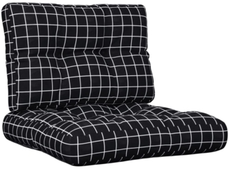 vidaXL Palettenkissen 2-tlg. Schwarz Karomuster Stoff 360661