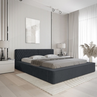 Polsterbett Doppelbett NORFOLK Komplettset 180x200cm in Stoff Ditra Blau