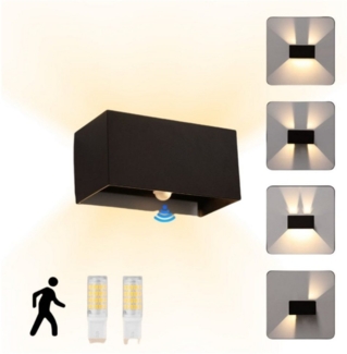 WILGOON Wandleuchte Wandlampe mit Austauschbarer G9 LED lampe Einstellbar Abstrahlwinkel, mit Bewegungsmelder, LED wechselbar, Warmweiß, Würfel LED Wandleuchte aus Aluminium AuBenleuchte IP65 Wasserdicht