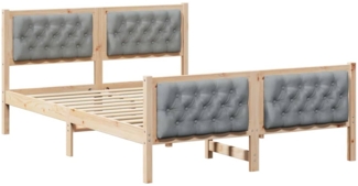 vidaXL Bettrahmen Hellgrau 140 x 190 cm Massives Kiefernholz 3394293