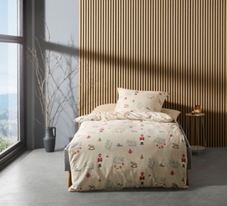 Fleuresse Aspen Biber Bettwäsche 135x200 Nussknacker Zweige Kugeln 434475-07