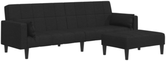 vidaXL Schlafsofa 2-Sitzer mit Fußhocker Schwarz Stoff 3258125