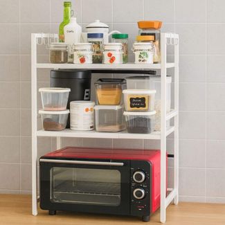 DanDiBo Verstellbares Küchenregal Weiß für Arbeitsplatte Stehend 3 Stufig 40-64 cm Regal Küche 96684 Standregal