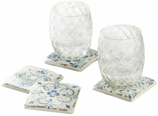 Mirabeau Getränkeuntersetzer Untersetzer 4er Set Évry weiß/blau