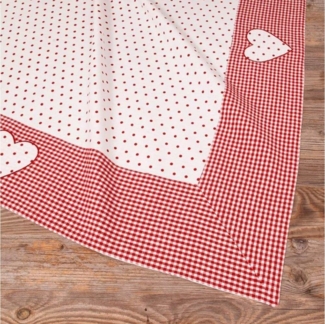 matches21 HOME & HOBBY Tischdecke Tischdecke LISE Herz Landhausstil rot, 100 % Baumwolle, in 100x100 cm (1-tlg), Pflegeleicht waschbar bis 30° Grad
