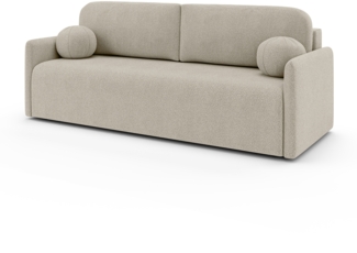 MEBLINI Sofa mit Schlaffunktion - ANAKIN - 210x90x93cm – Beige Boucle – Schlafcouch Ausziehbar - Schlafsofa mit Bettkasten - Sofabett - Couch mit Schlaffunktion – Klappsofa