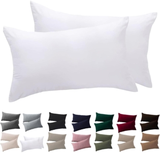 Kissenbezug 40x80 2er Set Mikrofaser Weiß bügelfrei knitterfrei