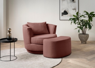 Leonique Drehsessel MAISIE, Love Seat,Lese-Sessel,Sessel-Set, mit Hocker (2-St), in MEGA CORD und Web-Velours, drehbar 360 Grad mit Hocker