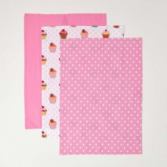 Homescapes Geschirrtuch Geschirrtuch Set 3 tlg Cupcakes