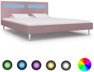 vidaXL Bettgestell mit LED Rosa Stoff 180 x 200 cm 280980
