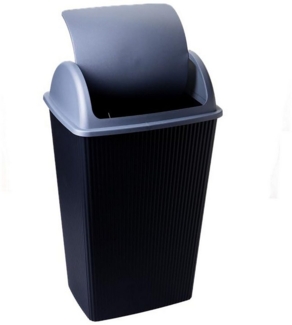 Livinja Mülleimer Abfalleimer mit Schwingdeckel für Küche & Büro 45L, Robuster Kunststoff, Schwarz/Silber