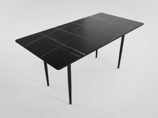 Esszimmertisch MARIA 160x80 schwarze Keramikplatte mit nordic style Tischgestell : Schwarz