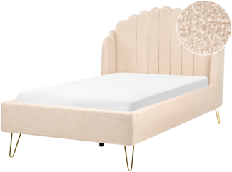 Bett mit Lattenrost Bouclé AMBILLOU 120 x 200 cm Beige