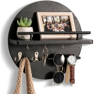 Auledio Schlüsselbrett mit Regal und Haken, Wandmontierter Postorganizer im Runddesign, (1 St), für Eingangsbereich, Rustikale Boho-Wanddekoration für Zuhause