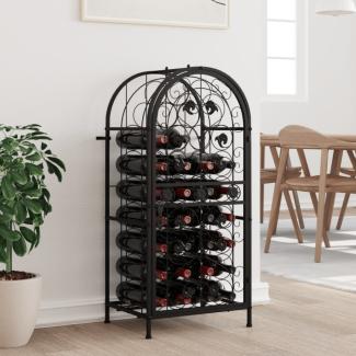 vidaXL Weinregal für 33 Flaschen Schwarz 45x36x100 cm Schmiedeeisen 358369