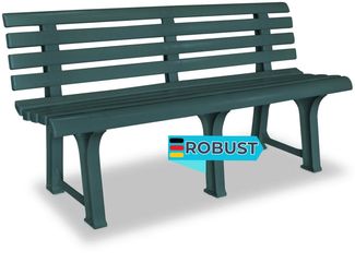 Parkbank KATO 145,5 cm Kunststoff Grün | Gartenbank wetterfest Terrassenbank 3 Sitzer Sitzbank Rückenlehne