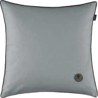 JOOP! Kissenhülle J! ESSENTIAL, 40 x 40 cm, Anthrazit, Polyester, (1 Stück), mit Kunstlederpaspel, Lederbutton & Reißverschluss