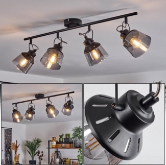 hofstein Deckenleuchte »Rimini« moderne Deckenlampe aus Metall/Glas in Schwarz/Rauchfarben, ohne Leuchtmittel, Leuchte im Vintage-Design, Schirme aus Rauchglas (11cm), 4xE14