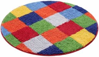my home Badematte Kira, Höhe 12 mm, beidseitig nutzbar, fußbodenheizungsgeeignet, strapazierfähig, Baumwolle (Bio-Baumwolle), rund, bunt, Badteppich, Badematten auch als 2 teiliges Set erhältlich