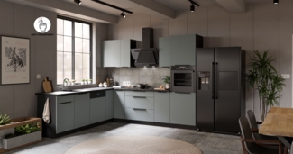 Winkelküche ARIA K-BL ECKE 2 - 250 x 270 cm Anti Fingerprint Küchenzeile Küchenblock Singleküche Einbauküche Küche Eckküche