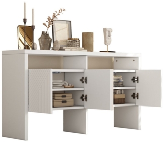 OKWISH Sideboard Anrichte,Sideboard,Flurschrank (Sideboard/Flurschrank mit 2 offenen Fächern & 4 Türen, stabiler MDF, B140/D35/H75 cm), mit 2 offenen Fächern und 4 Türen
