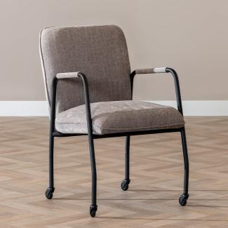 Bronx71 Esszimmerstuhl Mila mit Rollen Stoff taupe