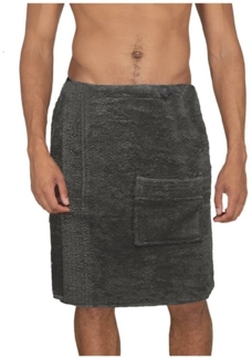 JEMIDI Duschtuch 100% Baumwolle - Saunakilt Saunasarong Saunatuch - Saunahandtuch, (1-St), Sauna Frottee Kilt Sarong - M-XXL Herren Männer - Anthrazit Grau