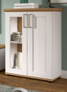 Vitrine Mirano in weiß Lärche Landhaus 64 x 88 cm