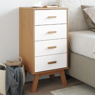 vidaXL Nachttisch OLDEN Weiß und Braun Massivholz Kiefer 358587