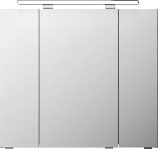 Saphir Badezimmerspiegelschrank Serie 4010 Badezimmer-Spiegelschrank inkl. LED-Aufsatzleuchte Badschrank 80 cm breit, 3 Türen, 6 Glas-Einlegeböden, inkl Türdämpfer