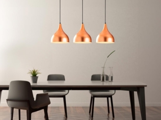 Vente-unique - Hängeleuchte höhenverstellbar - Metall - 3 Schirme - 97 x 36/126 cm - Kupferfarben - YILDO