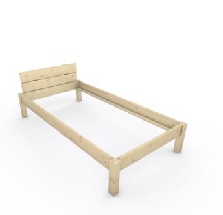 Pfostenbett "metallarm" Fichte Holzbett "Daybett" 100 x 200cm 38cm Einzelbett