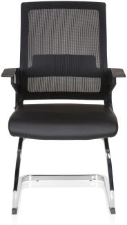 hjh OFFICE Besucherstuhl Konferenzstuhl INVENTOR V PRO Kunstleder/Netzstoff Schwarz