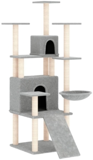 vidaXL Kratzbaum mit Sisal-Kratzsäulen Hellgrau 154 cm 171691