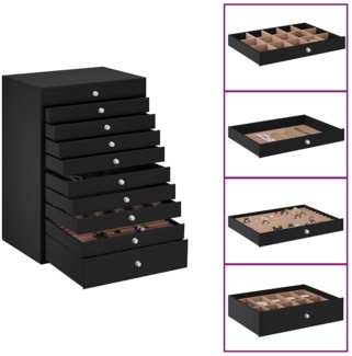 vidaXL Schmuckkästchen 10-lagig mit Uhrenhaltern Schwarz 29x20,5x40,5 cm 4103567